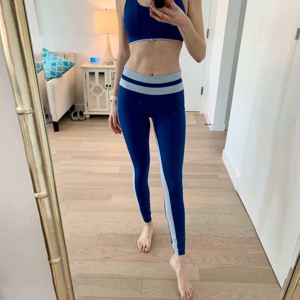 VAARA Flo Medium Blue Striped Leggings Full Length